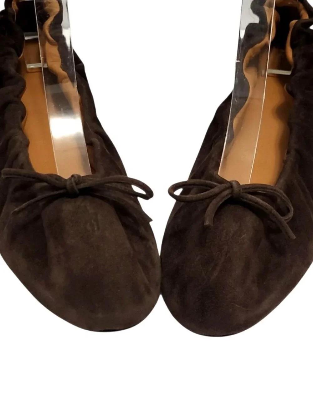 Polo Ralph Lauren Chocolate Suede Ballet Flats Pony Logo with Bow